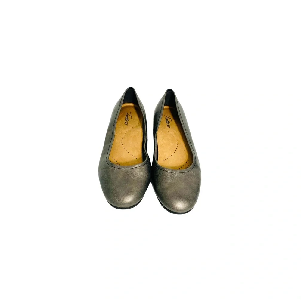 Trotters Bronze Metallic Slip On Flats Sz 10W Leather Comfortable Arch Support